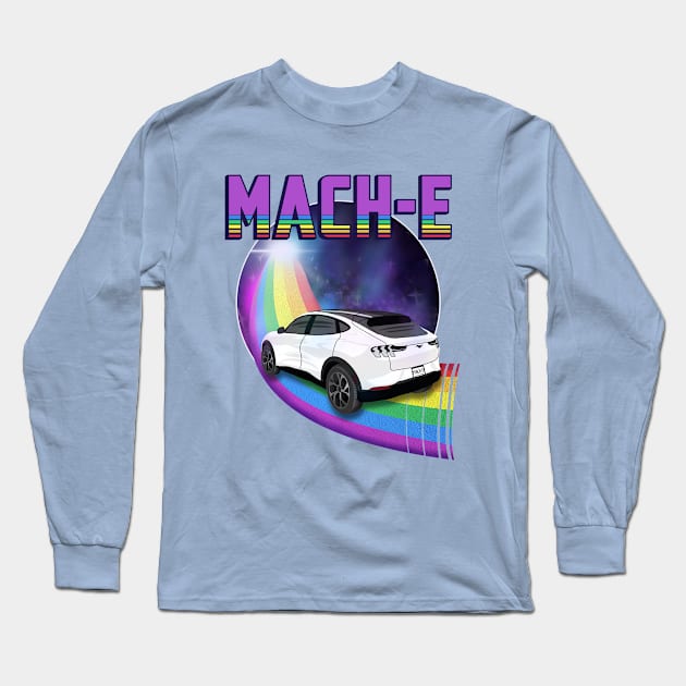 Mach-E Rides the Rainbow Galaxy in Star White Long Sleeve T-Shirt by zealology